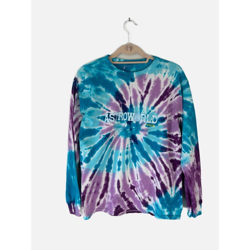 Astroworld Blue Tie Dye Long Sleeve Wish You Were Here Tour Tee Small